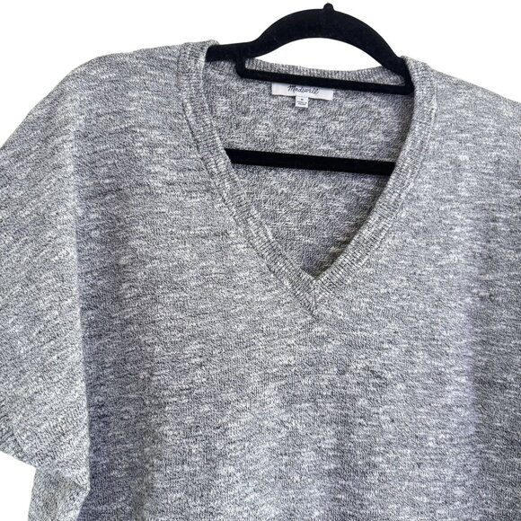 Madewell Women's Gray Ribbed Knitted Raglan Sleeve Boxy Sweater Tee Size M - Picture 2 of 8